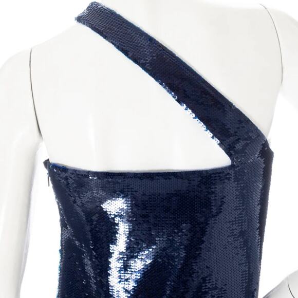 Saint Laurent 2019 RTW One Shoulder Dress size FR 36 Blue Sequin Mini - Picture 11 of 14